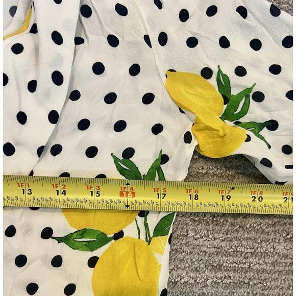 Lovers + Friends Mikayla Lemon Polka Dot Balloon Sleeve Wrap Blouse SZ S - Picture 9 of 11